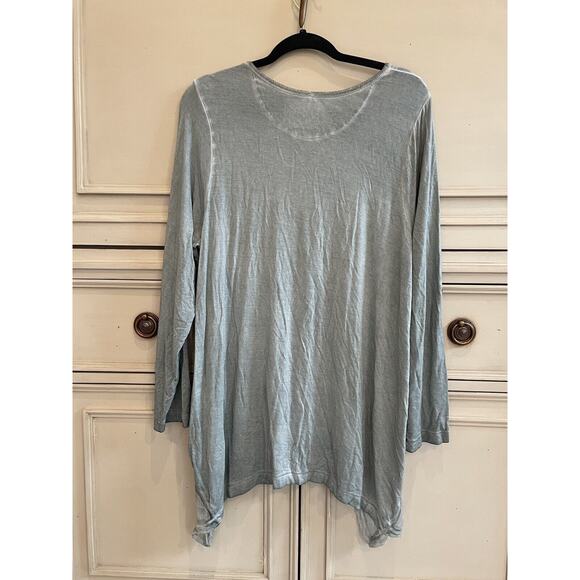 NWT Soft Surroundings Hand Dyed Green Tunic Silk Trim Plus Size 1X 3/4 Sleeve - Picture 9 of 10